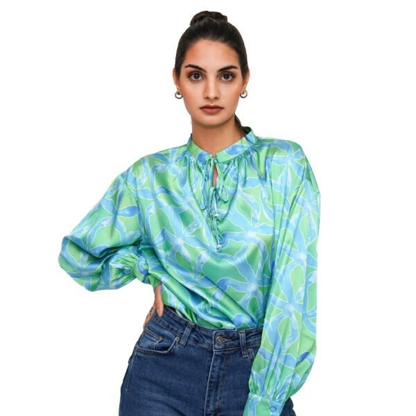 Middle Blue Green Blouse - Image 3