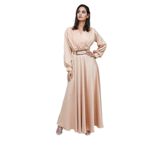 Pastel Beige Gold Long Dress