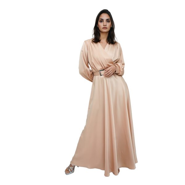 Pastel Beige Gold Long Dress - Image 4